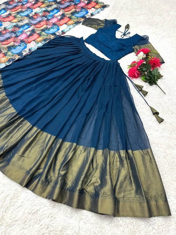 Azorte Fashion Trending Soft Cotton Lehenga with Kalamkari Dupatta – Elegant & Stylish