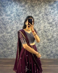 Azorte Fashion Trending Star Georgette Sequins Embroidered Lehenga Choli – Perfect for Weddings & Festivals - Lotus