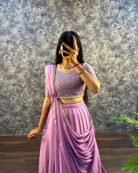 Azorte Fashion Trending Star Georgette Sequins Embroidered Lehenga Choli – Perfect for Weddings & Festivals - Can Can