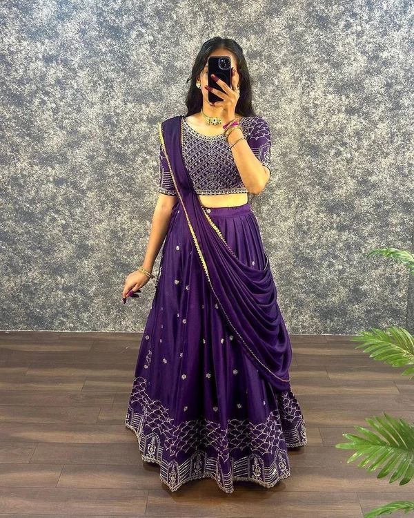 Azorte Fashion Trending Star Georgette Sequins Embroidered Lehenga Choli – Perfect for Weddings & Festivals - Valhalla