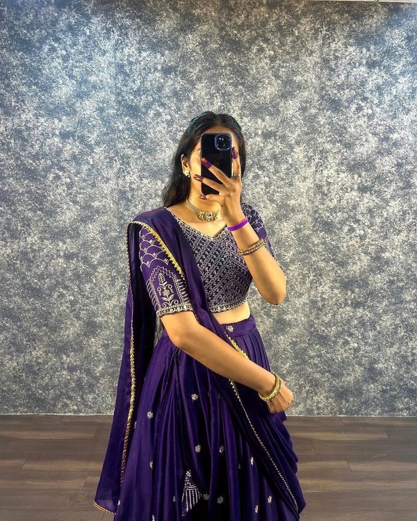 Azorte Fashion Trending Star Georgette Sequins Embroidered Lehenga Choli – Perfect for Weddings & Festivals - Valhalla