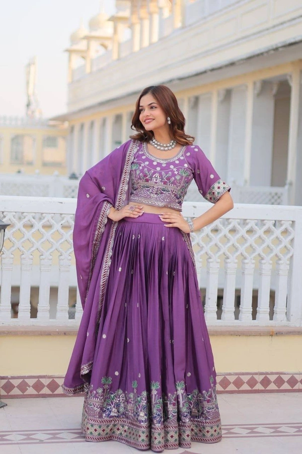 Azorte Fashion Stunning Festival Lehenga Choli | Heavy Embroidery | Designer Bridal Wear - Cannon Pink, L