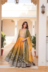 Azorte Fashion Stunning Bridal Lehenga Choli | Heavy Embroidery | Designer Wedding Wear - Mandalay, XL