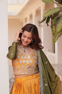 Azorte Fashion Stunning Bridal Lehenga Choli | Heavy Embroidery | Designer Wedding Wear - Mandalay, XL