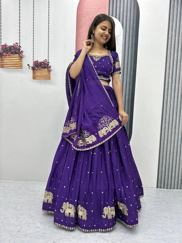 Azorte Fashion Stunning Embroidered Festival Lehenga Choli | Elegant & Traditional Wear - Daisy Bush, XXL