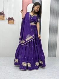 Azorte Fashion Stunning Embroidered Festival Lehenga Choli | Elegant & Traditional Wear - Daisy Bush, XXL