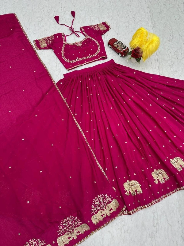 Azorte Fashion Stunning Embroidered Festival Lehenga Choli | Elegant & Traditional Wear - Lipstick, XL