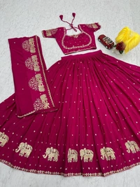 Azorte Fashion Stunning Embroidered Festival Lehenga Choli | Elegant & Traditional Wear - Lipstick, XL