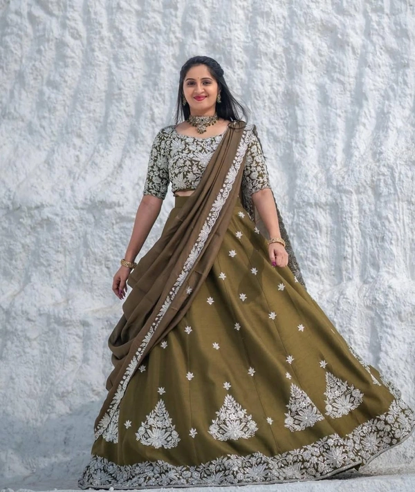 Azorte Fashion Beautiful Embroidered Festival Lehenga Choli | Elegant & Stylish Ethnic Wear - XL