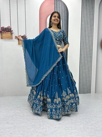Azorte Fashion Elegant Festival Lehenga Choli | Embroidered Chinon Fabric | Limited Stock - XXL