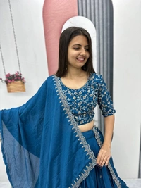 Azorte Fashion Elegant Festival Lehenga Choli | Embroidered Chinon Fabric | Limited Stock - XXL