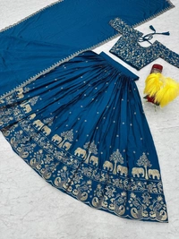 Azorte Fashion Elegant Festival Lehenga Choli | Embroidered Chinon Fabric | Limited Stock - XXL