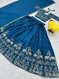 Azorte Fashion Elegant Festival Lehenga Choli | Embroidered Chinon Fabric | Limited Stock - XXL