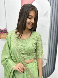 Azorte Fashion Premium Chinon Lehenga Choli | Embroidery Thread Work | Festive & Wedding Special - XXL