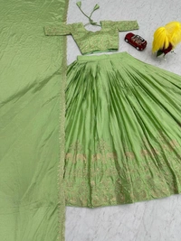 Azorte Fashion Premium Chinon Lehenga Choli | Embroidery Thread Work | Festive & Wedding Special - XXL