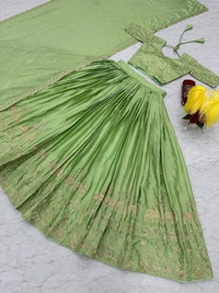 Azorte Fashion Premium Chinon Lehenga Choli | Embroidery Thread Work | Festive & Wedding Special - XXL