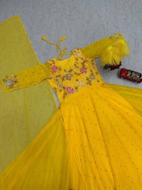 Azorte Fashion New Embroidered Gown – Fox Georgette with Heavy Thread & Sequence Work - XXL
