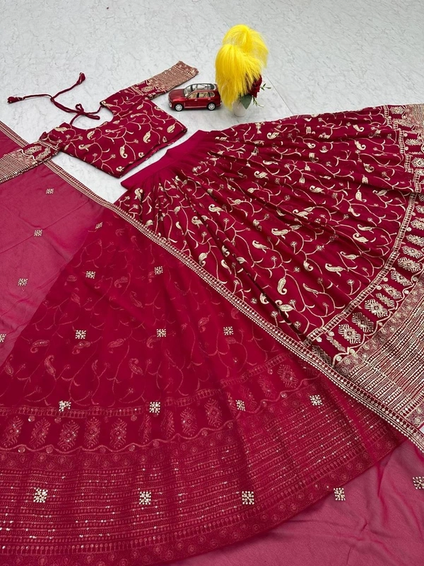 Azorte Fashion New Festival Lehenga Choli – Fox Georgette with Embroidery & Sequence Work - L