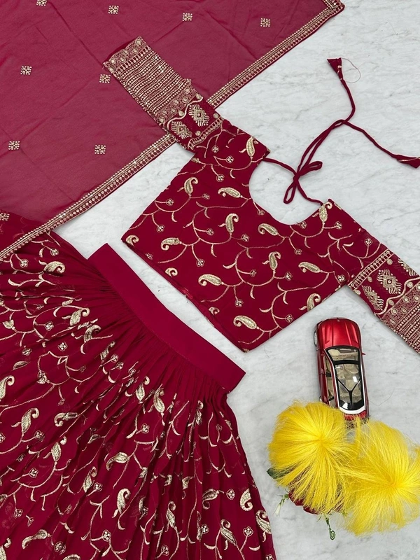 Azorte Fashion New Festival Lehenga Choli – Fox Georgette with Embroidery & Sequence Work - L