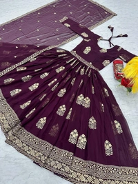Azorte Fashion Luxury Embroidered Fox Georgette Gown – Perfect for Weddings & Festive Wear - L