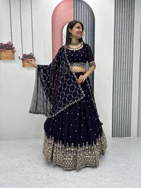 Azorte Fashion Designer Embroidered Fox Georgette Lehenga Choli – Perfect for Weddings & Festive Wear - XXL