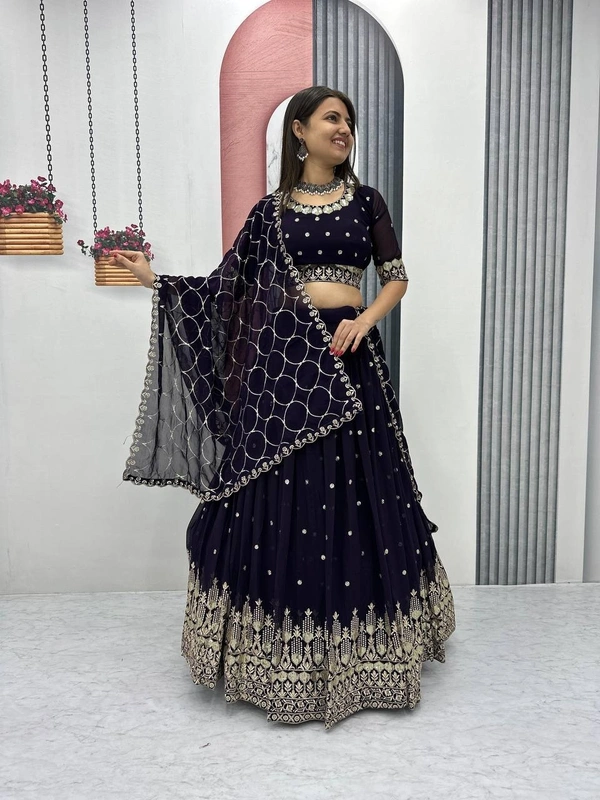 Azorte Fashion Designer Embroidered Fox Georgette Lehenga Choli – Perfect for Weddings & Festive Wear - XXL