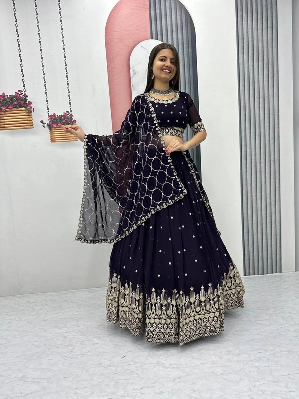 Azorte Fashion Designer Embroidered Fox Georgette Lehenga Choli – Perfect for Weddings & Festive Wear - XXL