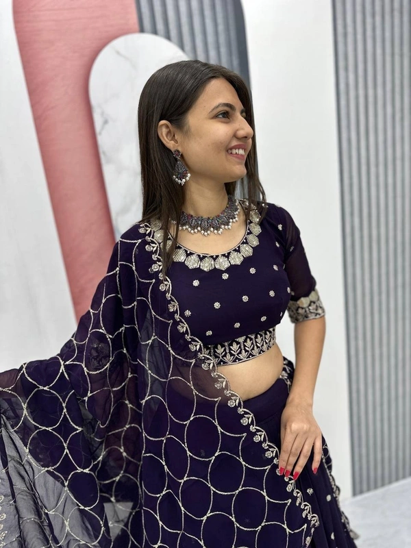 Azorte Fashion Designer Embroidered Fox Georgette Lehenga Choli – Perfect for Weddings & Festive Wear - XXL