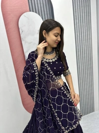 Azorte Fashion Designer Embroidered Fox Georgette Lehenga Choli – Perfect for Weddings & Festive Wear - XXL