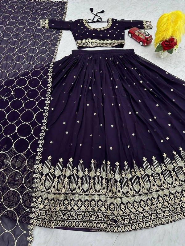 Azorte Fashion Designer Embroidered Fox Georgette Lehenga Choli – Perfect for Weddings & Festive Wear - XXL