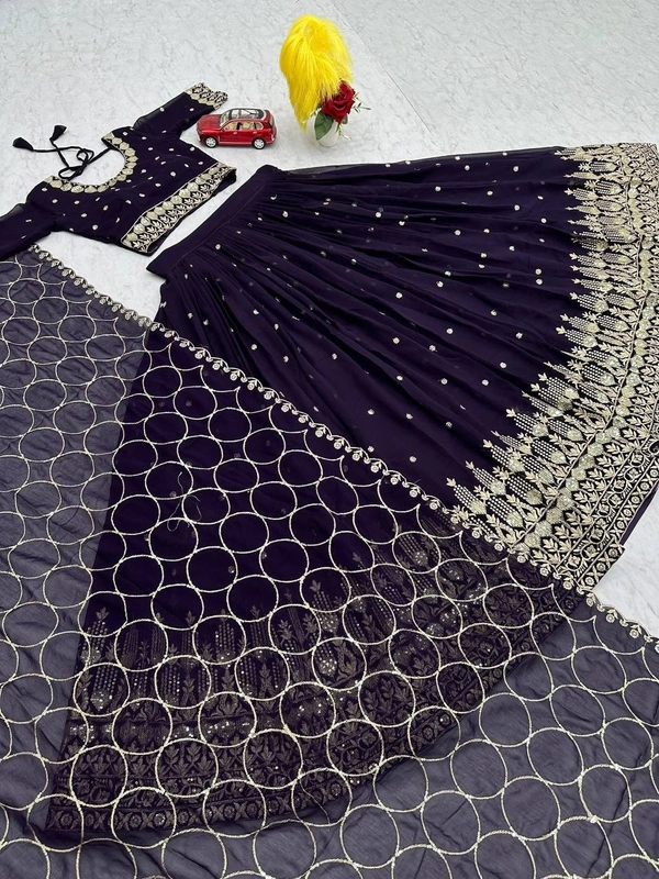 Azorte Fashion Designer Embroidered Fox Georgette Lehenga Choli – Perfect for Weddings & Festive Wear - XXL