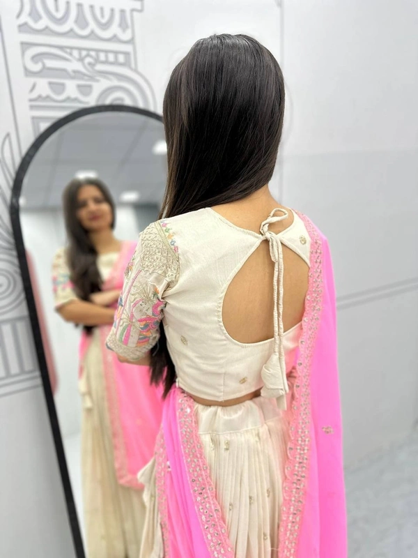 Azorte Fashion Banarasi Tissue Silk Embroidered Lehenga Choli – Luxury Festive Wear - M