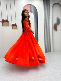 Azorte Fashion Luxury Embroidered Gown in Fox Georgette – Perfect for Festive & Wedding Wear - XL