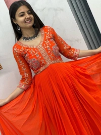 Azorte Fashion Luxury Embroidered Gown in Fox Georgette – Perfect for Festive & Wedding Wear - XL