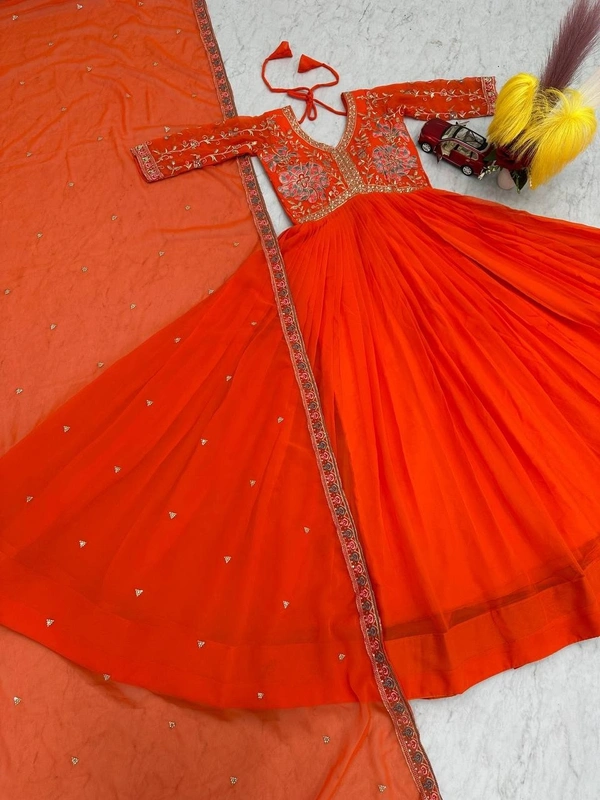 Azorte Fashion Luxury Embroidered Gown in Fox Georgette – Perfect for Festive & Wedding Wear - XL