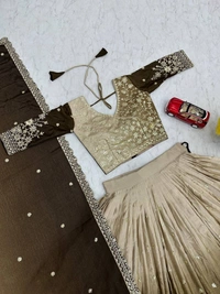 Azorte Fashion Luxury Shaded Lehenga Choli – Heavy Embroidered Chinon with Sequence Work - Hemlock, XL