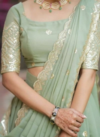 Azorte Fashion Elegant Fox Georgette Lehenga Choli – Heavy Embroidered & Sequence Work - XL