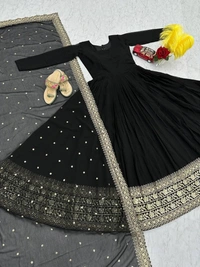 Azorte Fashion Luxury Embroidered Gown – Fox Georgette with Heavy Embroidery & Sequence Work - M