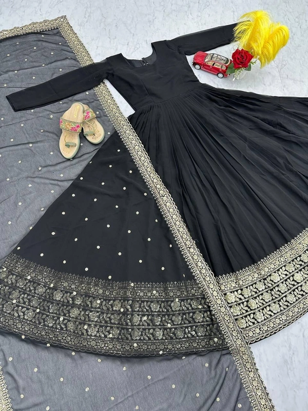 Azorte Fashion Luxury Embroidered Gown – Fox Georgette with Heavy Embroidery & Sequence Work - M