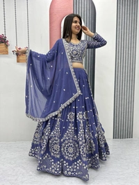 Azorte Fashion Luxury Heavy Fox Georgette Embroidered Lehenga Choli – Fully Stitched - XXL