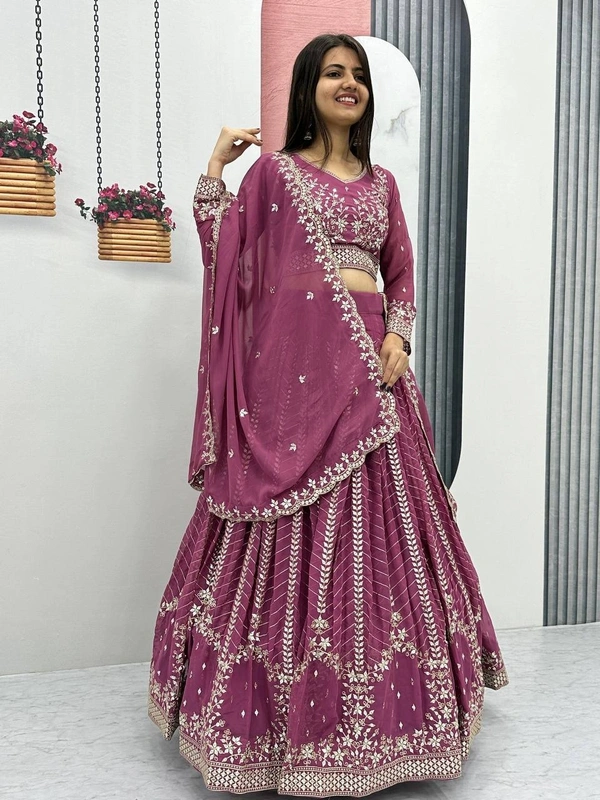 Azorte Fashion Premium Heavy Embroidered Lehenga Choli – Fox Georgette with 7mm Sequence Work - Camelot, M