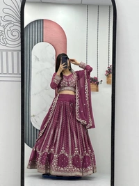 Azorte Fashion Premium Heavy Embroidered Lehenga Choli – Fox Georgette with 7mm Sequence Work - Camelot, M
