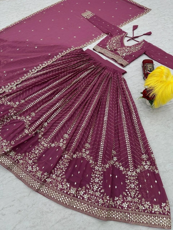 Azorte Fashion Premium Heavy Embroidered Lehenga Choli – Fox Georgette with 7mm Sequence Work - Camelot, M