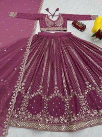 Azorte Fashion Premium Heavy Embroidered Lehenga Choli – Fox Georgette with 7mm Sequence Work - Camelot, M