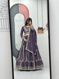 Azorte Fashion Premium Heavy Embroidered Lehenga Choli – Fox Georgette with 7mm Sequence Work - Scarpa Flow, XL