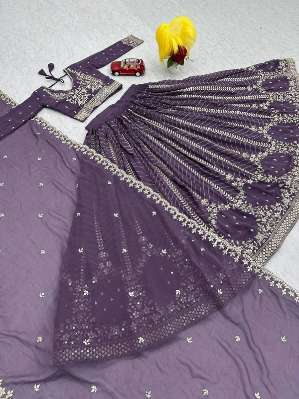 Azorte Fashion Premium Heavy Embroidered Lehenga Choli – Fox Georgette with 7mm Sequence Work - Scarpa Flow, XL