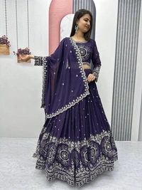 Azorte Fashion Luxury Heavy Fox Georgette Embroidered Lehenga Choli – Fully Stitched - Revolver, XL