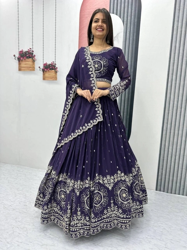 Azorte Fashion Luxury Heavy Fox Georgette Embroidered Lehenga Choli – Fully Stitched - Revolver, XL