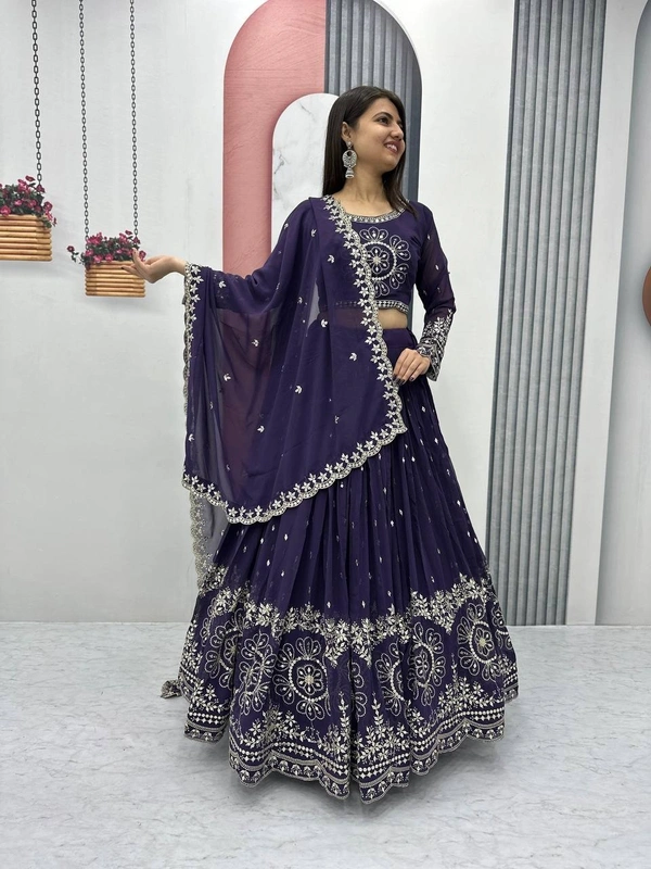 Azorte Fashion Luxury Heavy Fox Georgette Embroidered Lehenga Choli – Fully Stitched - Revolver, XL