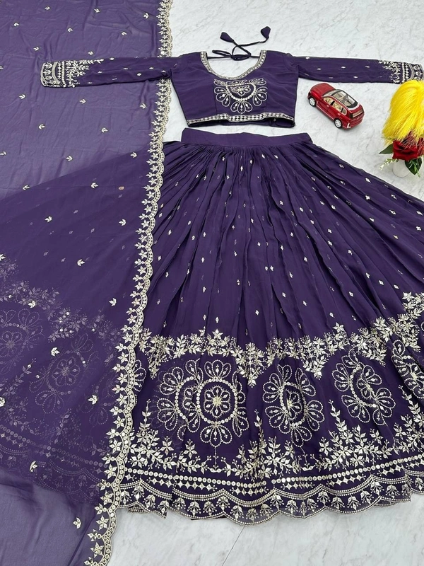 Azorte Fashion Luxury Heavy Fox Georgette Embroidered Lehenga Choli – Fully Stitched - Revolver, XL